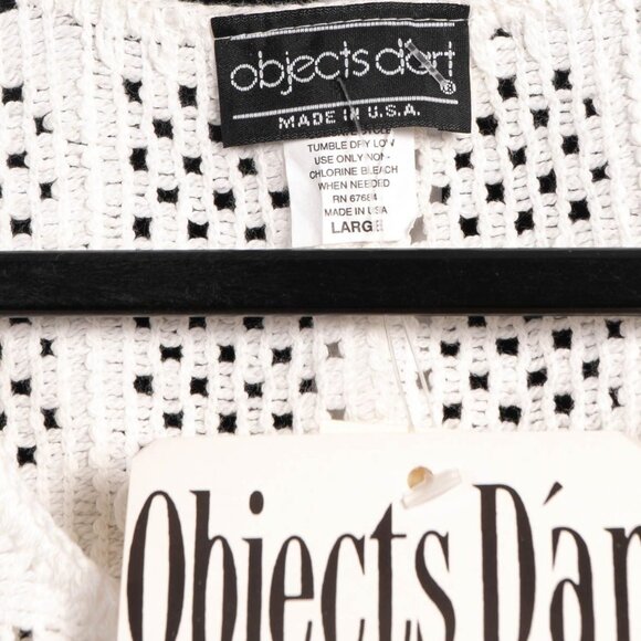 Objects DArt VTG Cardigan Sweater L White Cropped Boho Indie Hippie Sweetheart - Picture 4 of 7